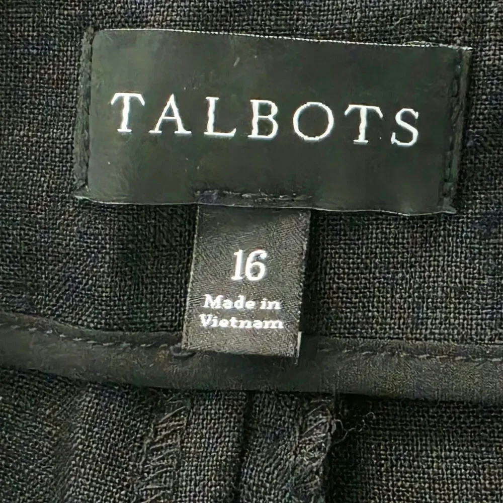 Talbots 100% Linen Skort Women's Size 16 Black Coastal Minimalist Beach Summer